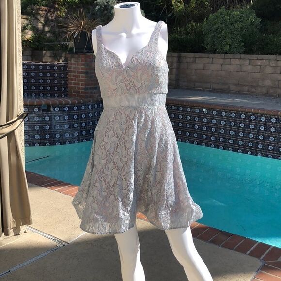 Sequin Hearts Illusion Waist Lace Fit/Flare Dress - Picture 4 of 13